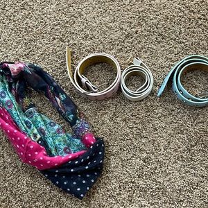 3 belts 1 scarf.